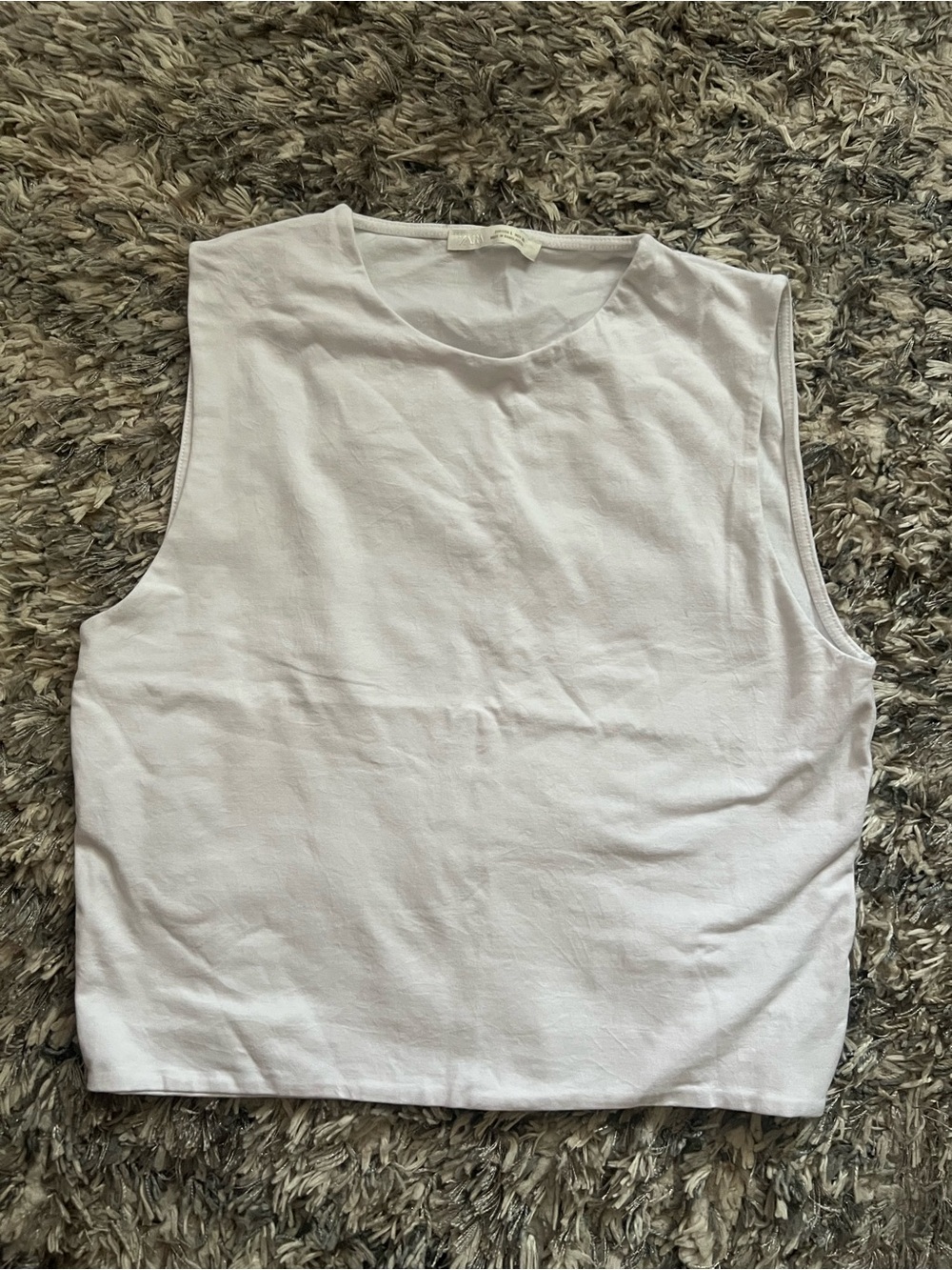 Zara Sleeveless Cropped Tank Top - White
